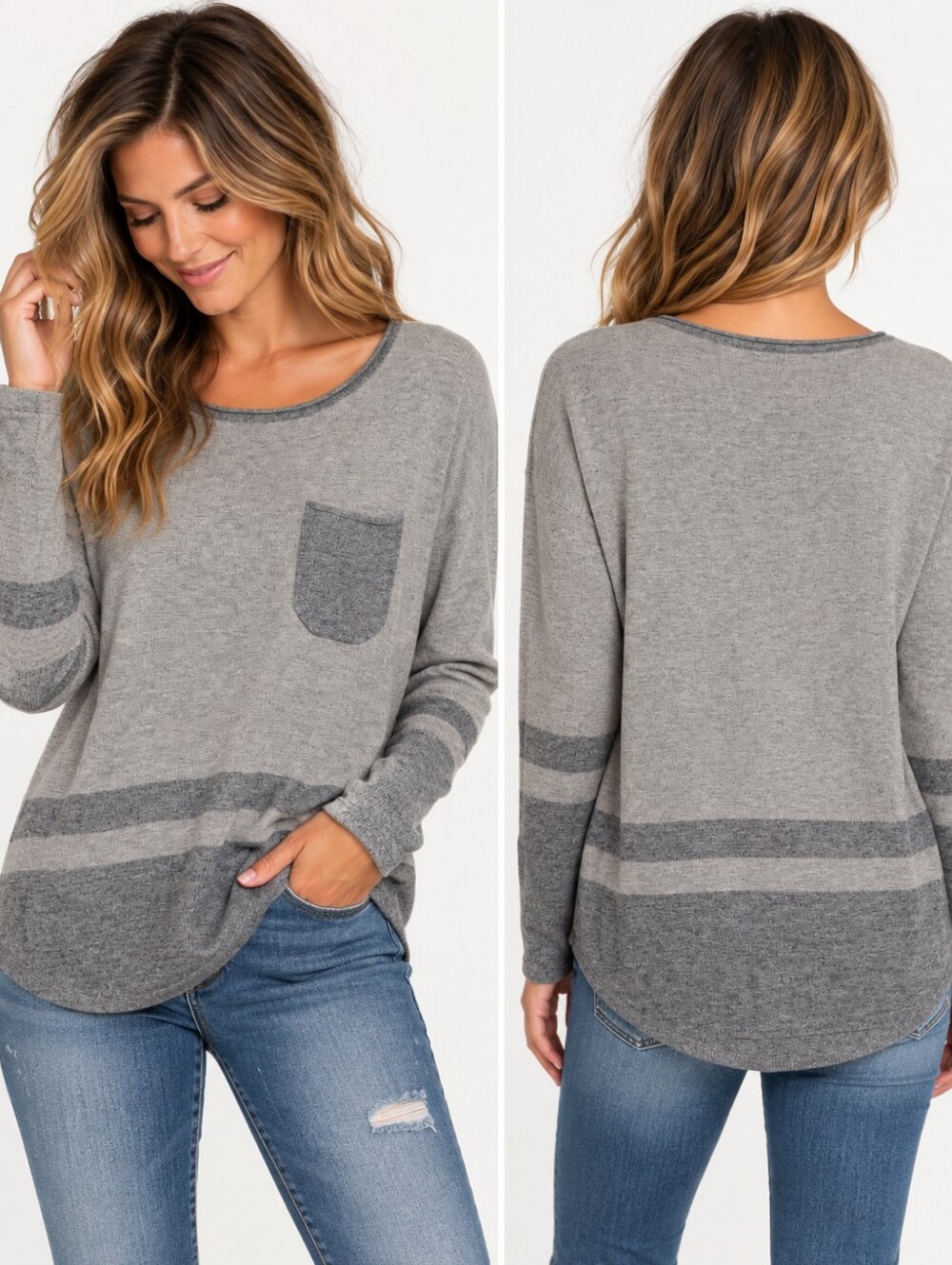 Smartwool Akamina Merino Wool Blend Gray Pocket Sweater Size Small